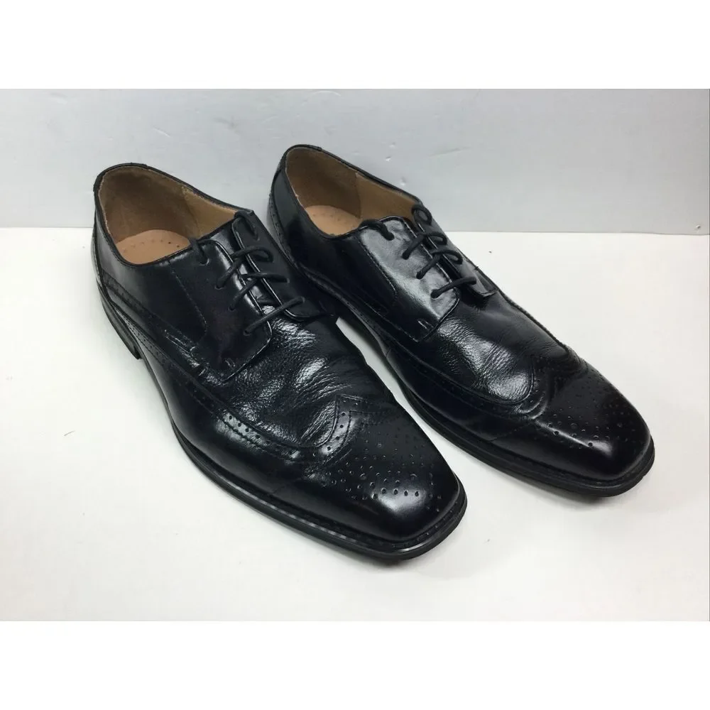 La Milano Wingtip Shoes Mens Size 10‎ M Black Leather Oxfords Dress
